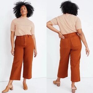 Madewell Slim Emmett Wide-Leg Crop Pants in Rust